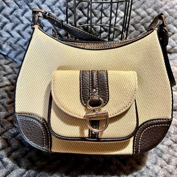 Etienne Aigner Handbags - Elegant Etienne Aigner Tan and Brown Women's Shoulder Bag.